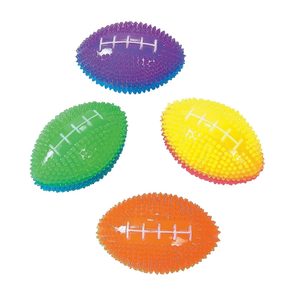 Night glow feature on Fun Express light-up mini footballs for dusk games