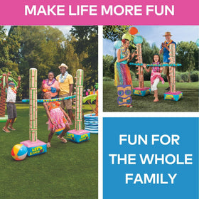 Fun Express limbo set in a sunny backyard for family fun.