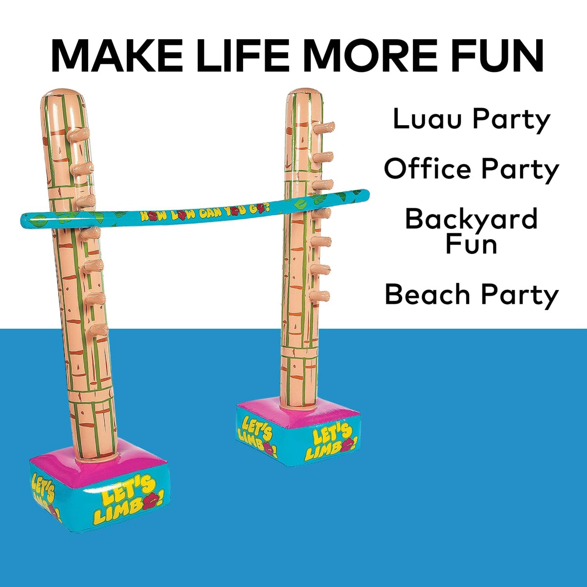 Fun Express limbo at a backyard party for all ages.