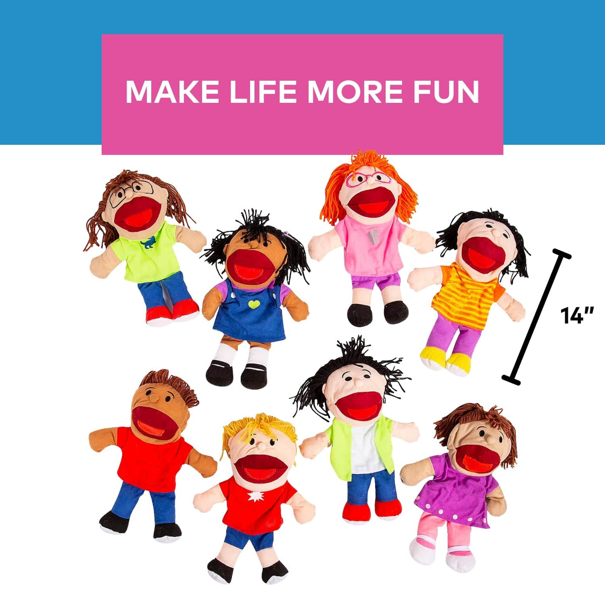 Fun Express machine-washable puppets simplify cleanup after active group activities.
