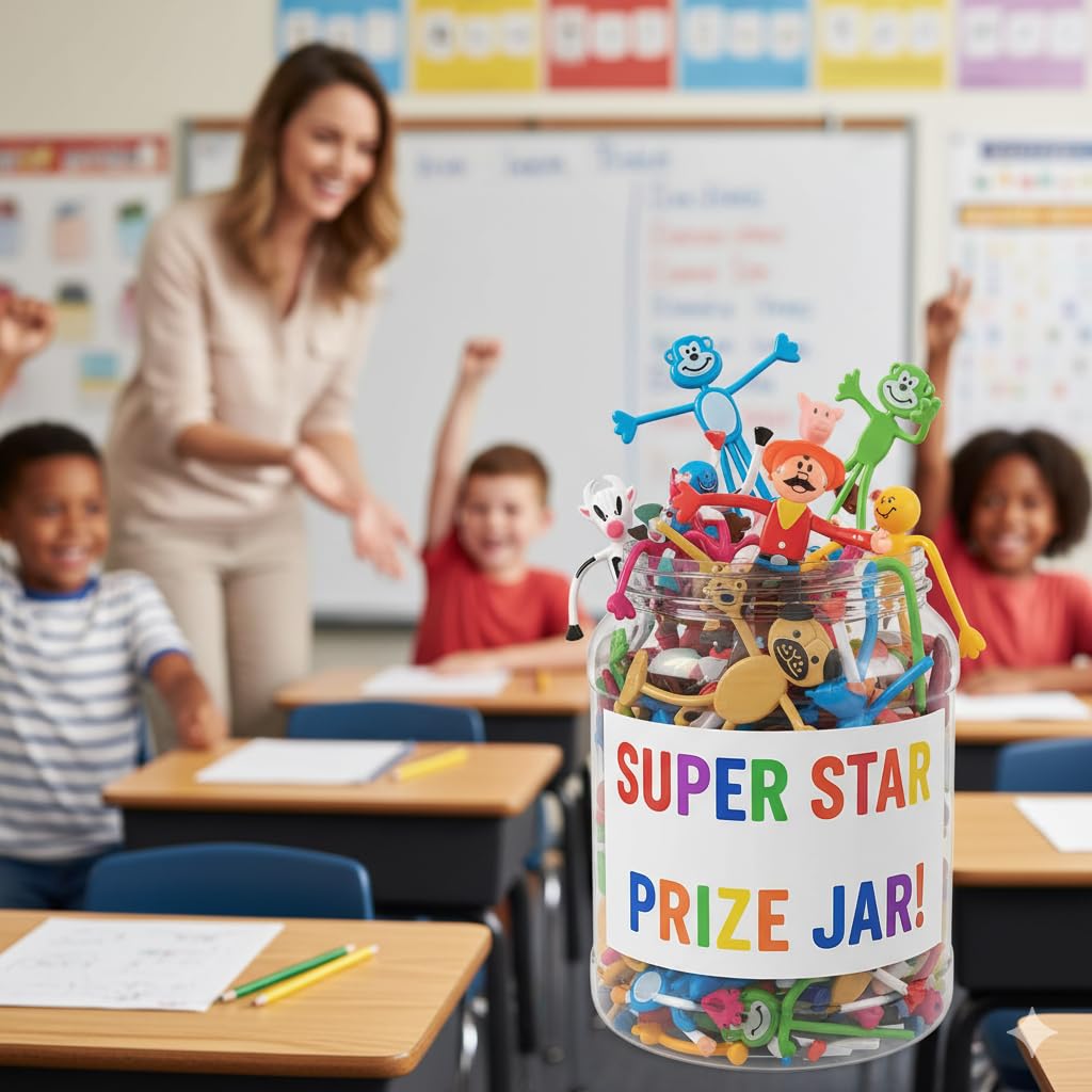 Fun Express Mega Bendable Cow figure, durable fidget toy for desks and rewards.