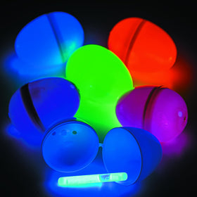Fun Express mini glow sticks powering illuminated eggs for a magical hunt