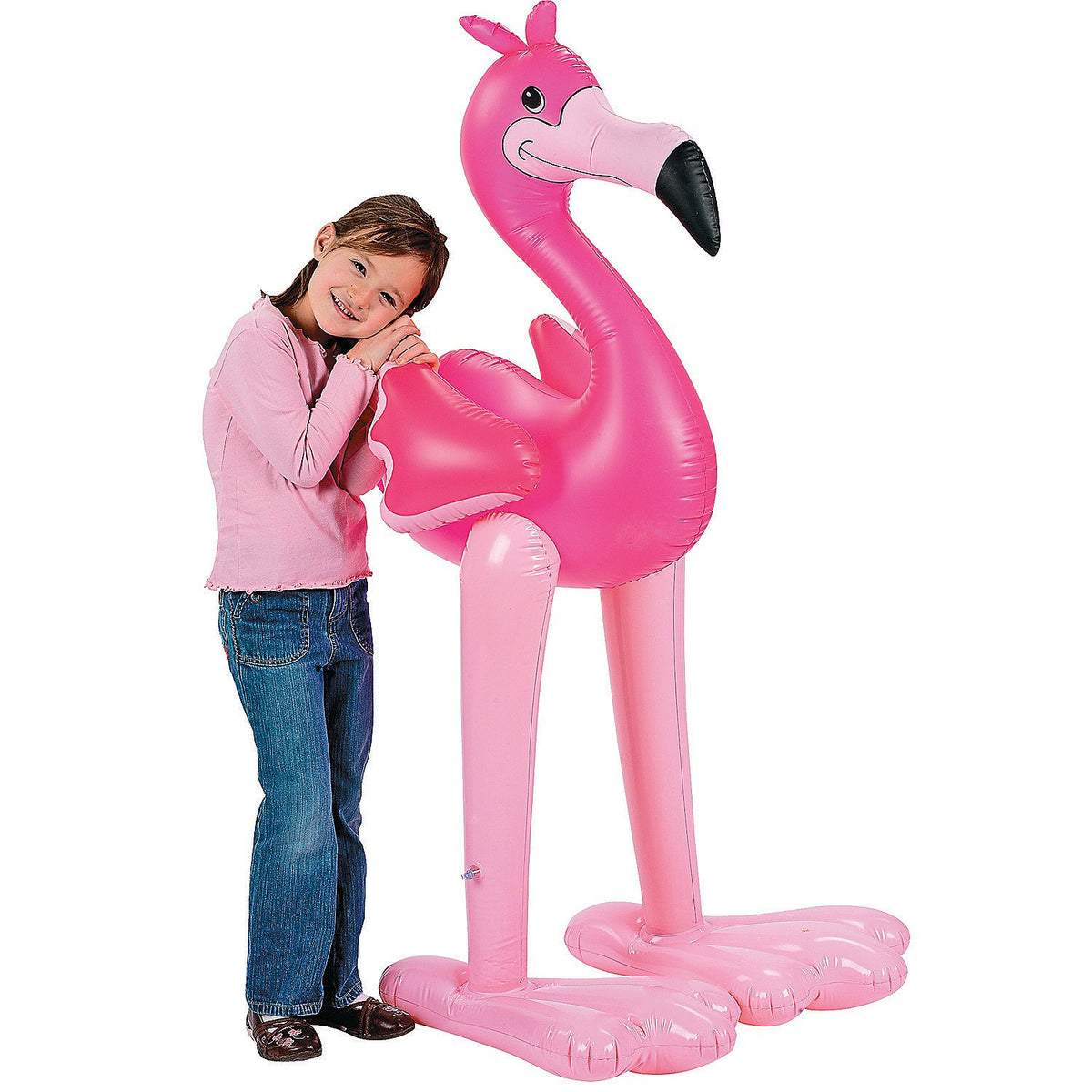 Fun Express pink flamingo pool float stands 4 feet tall for eye-catching pool decor.