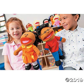 Fun Express puppets support dramatic play, boosting social skills and imagination in class.