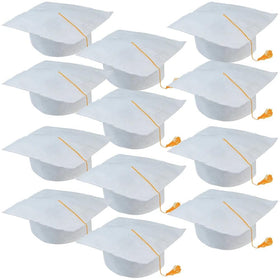 Fun Express white graduation cap with yellow tassel for classroom ceremonies and personalization