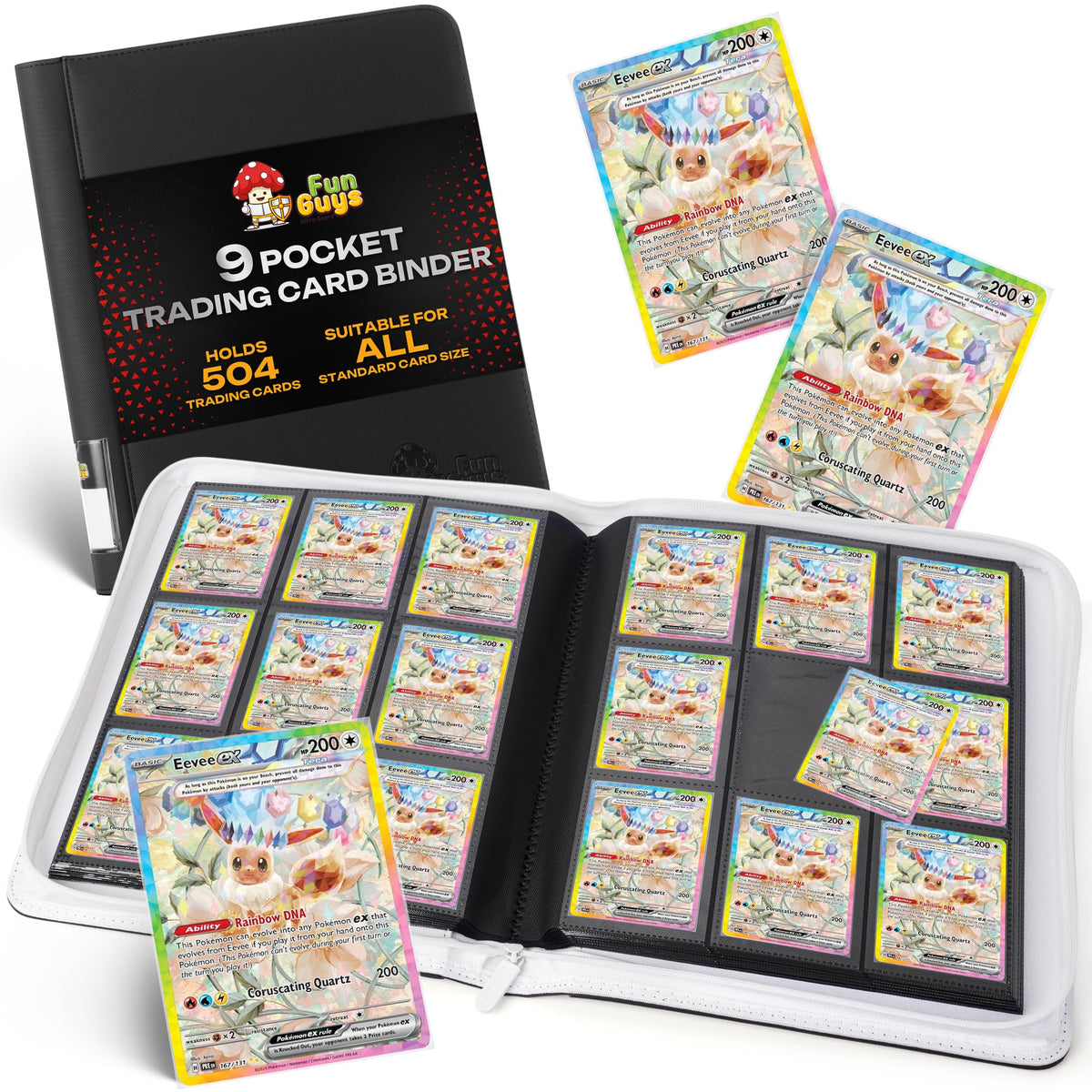 FunGuys trading card binder front cover with premium look and durable protection.