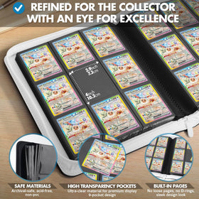 Side-loading pockets on the FunGuys binder secure cards during transport.