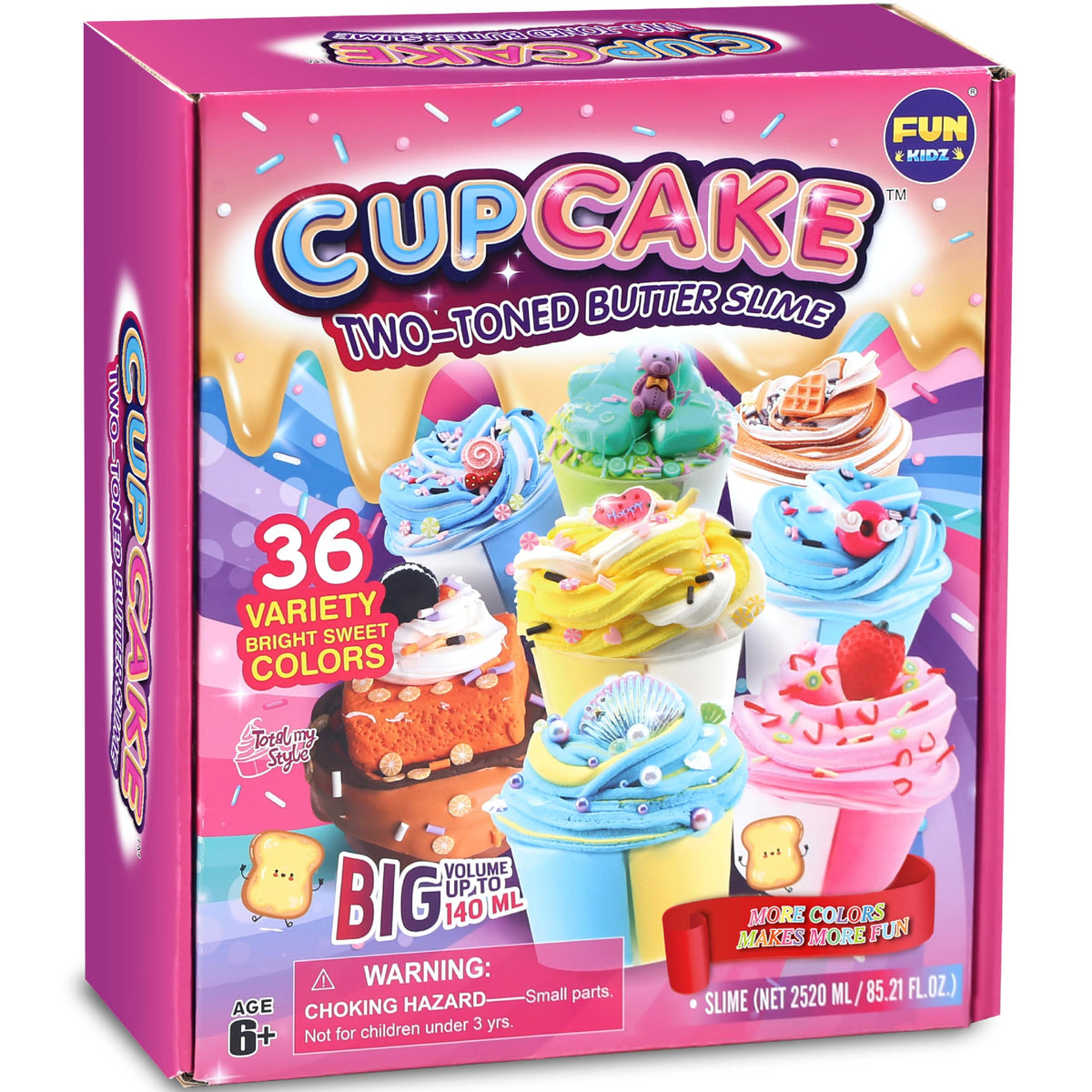 FunKidz 36-big-cupcake-butter-slime-pack in bright colors for creative play.