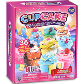FunKidz 36-big-cupcake-butter-slime-pack in bright colors for creative play.
