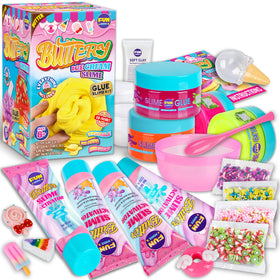 FunKidz butter slime kit contents for safe, creative play at home.