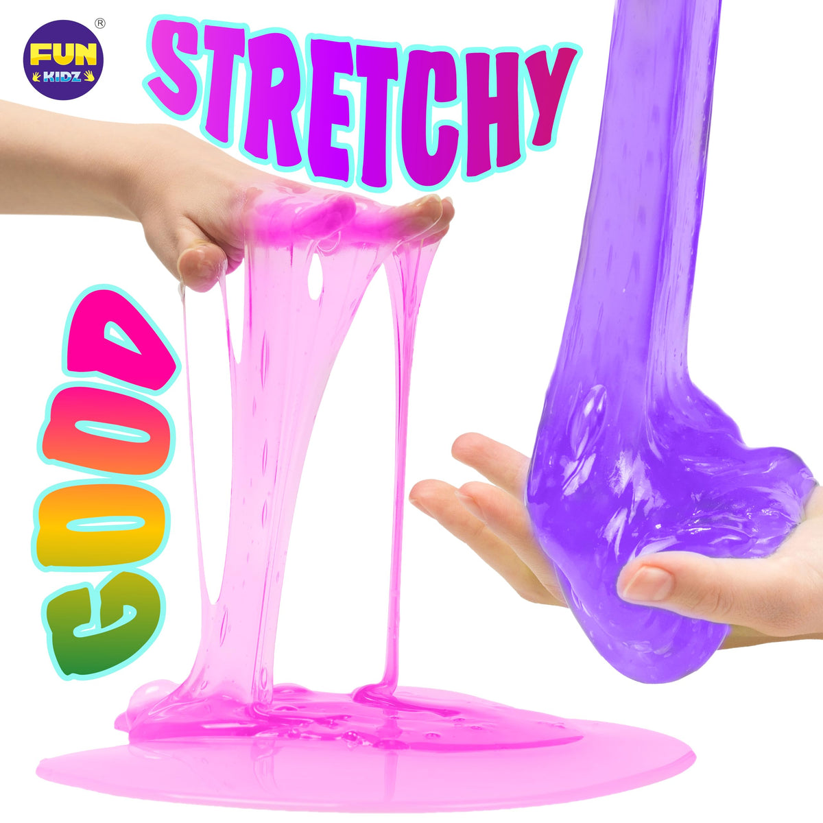 FUN KIDZ cloud slime creates soft volume and stretch for hands-on fun.