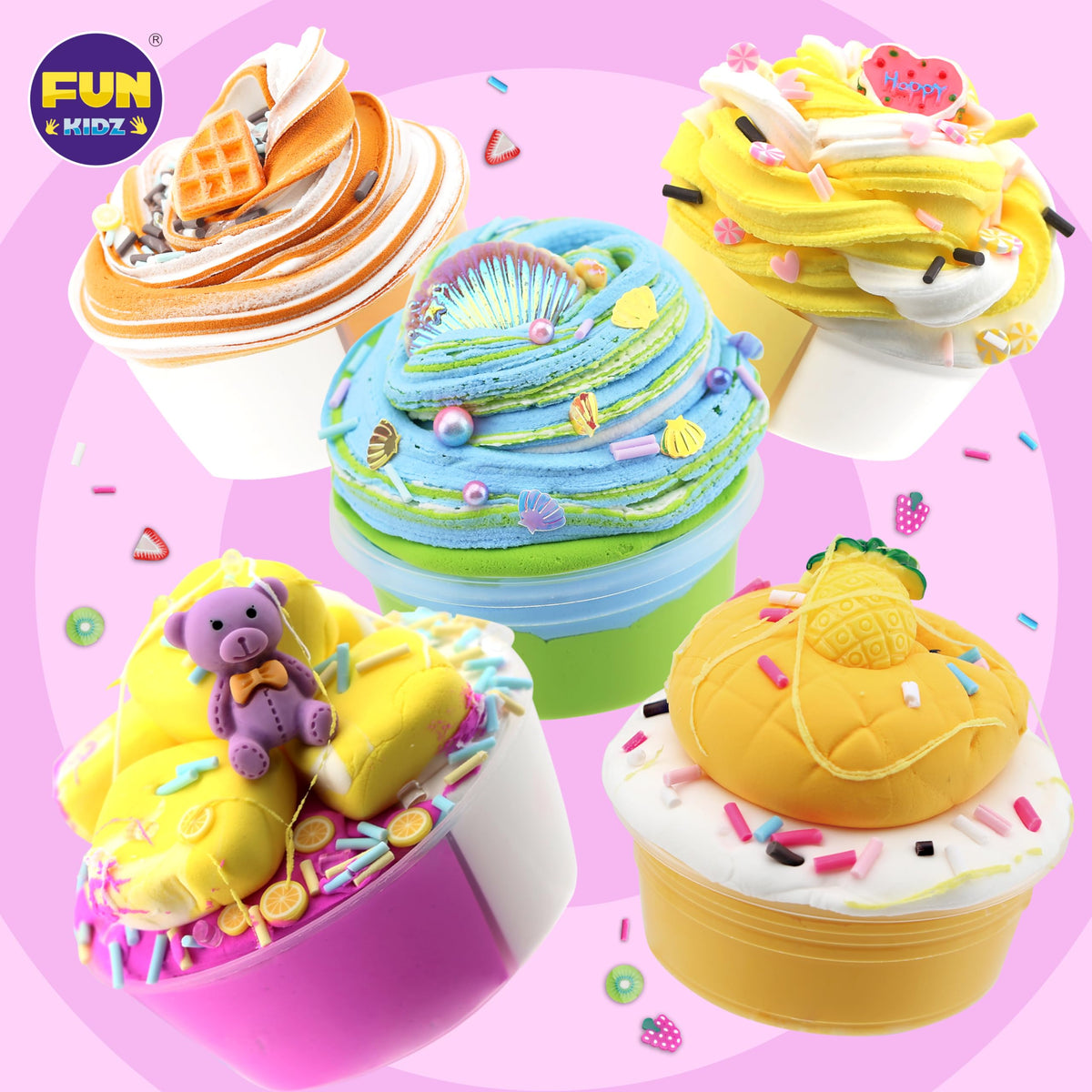 FunKidz cupcake butter slime colors swirl for imaginative play.