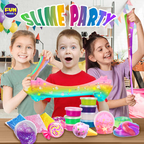 FUN KIDZ foam slime yields pillowy texture during mixing.