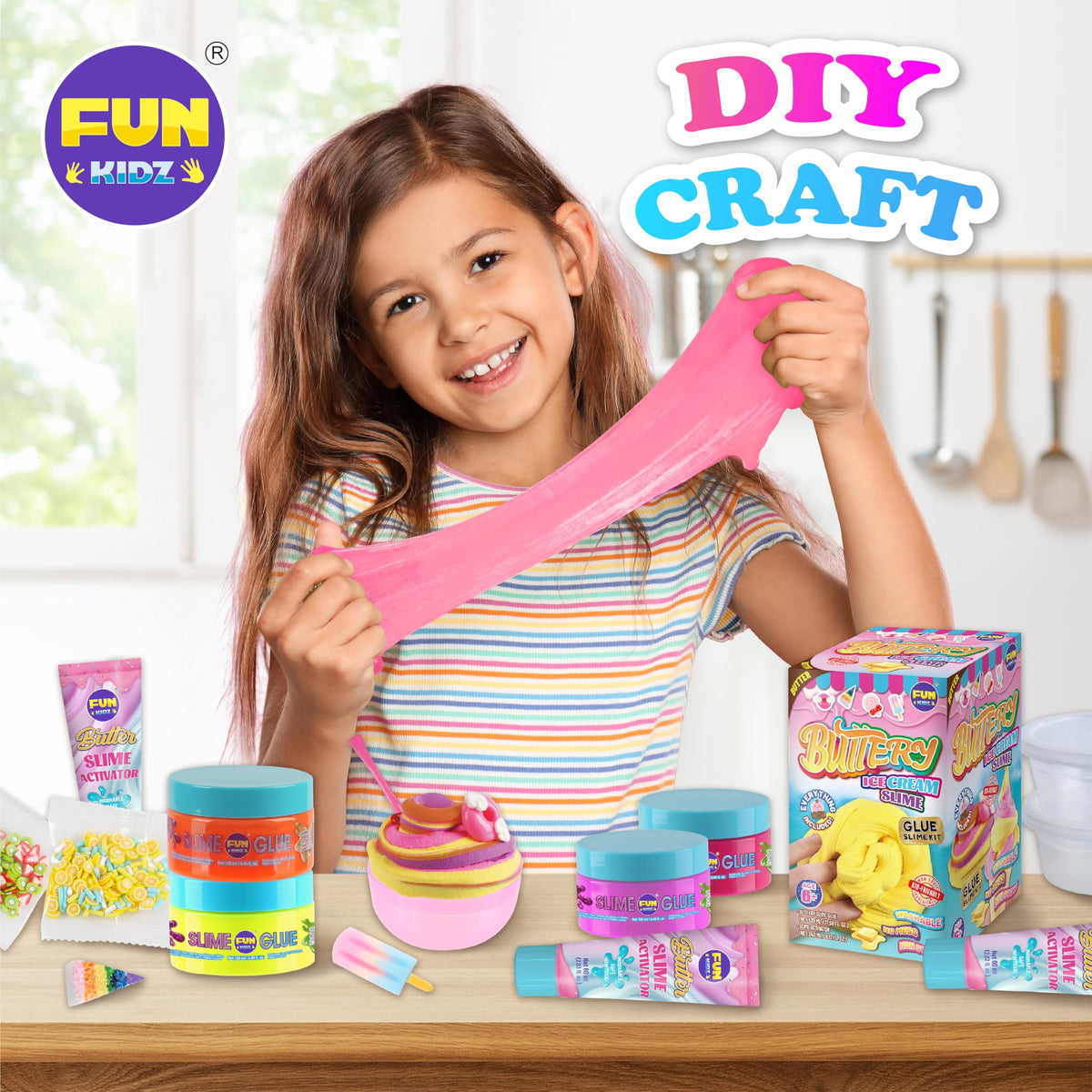 FunKidz fruit sparkles add color and texture to slime.