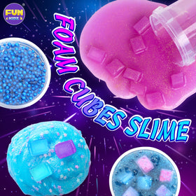 FunKidz galaxy slime storage set in a sleek outer box for on-the-go fun.