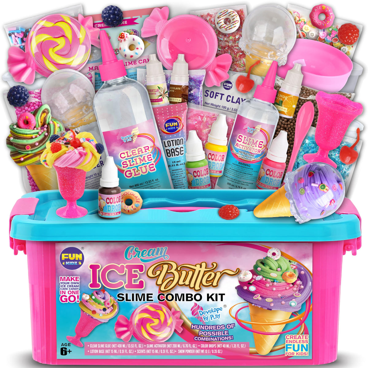 FUN KIDZ gift butter slime kit ice cream cone display for imaginative play