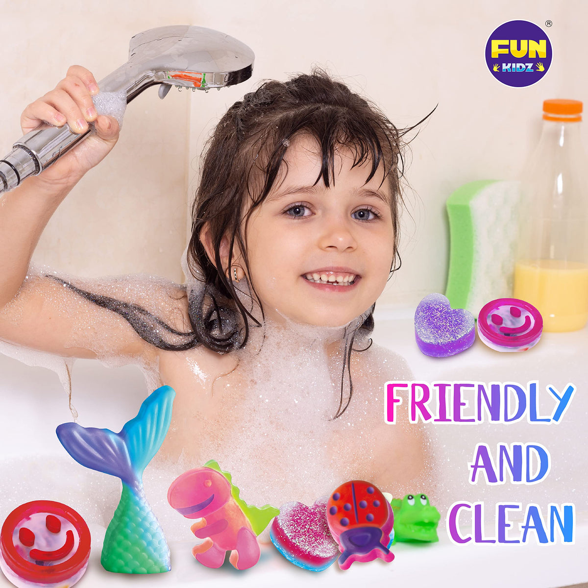 FUN KIDZ soap kit contents preview shows materials for 40+ soaps