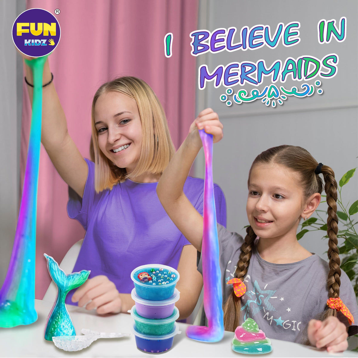 FUN KIDZ Mermaid slime color drops preview for vibrant, creative play