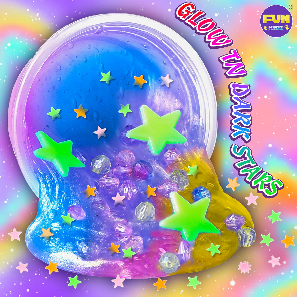 FunKidz slime varieties include cloud and metallic options for creativity.