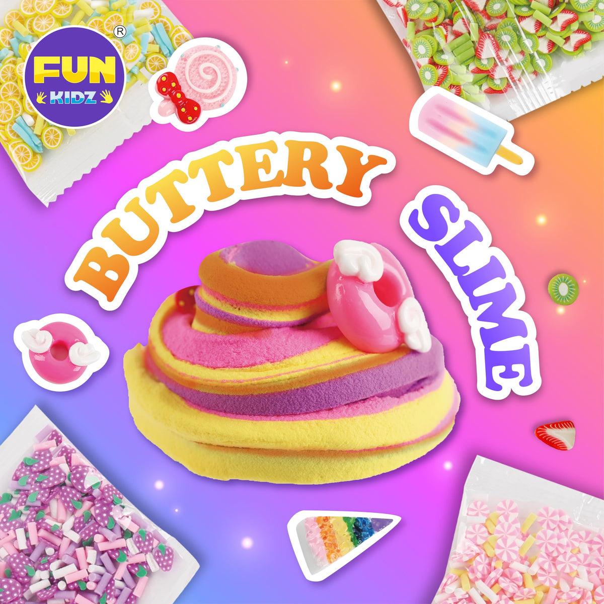 FunKidz storage cups keep slime supplies organized and accessible.