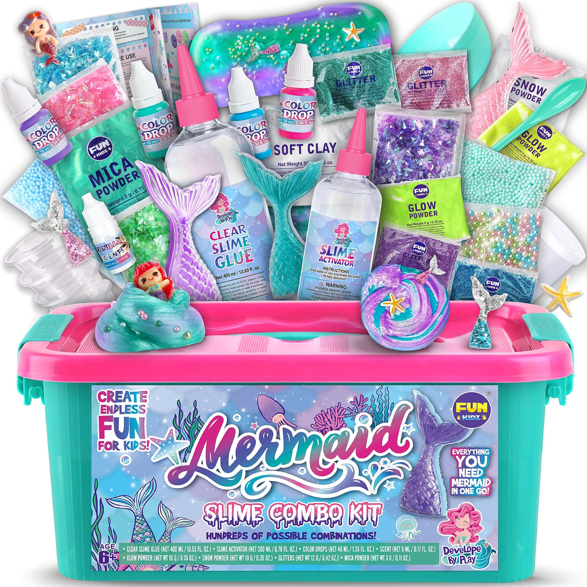 FUN KIDZ Mermaid Slime Kit cover with ocean theme, ideal for gifts