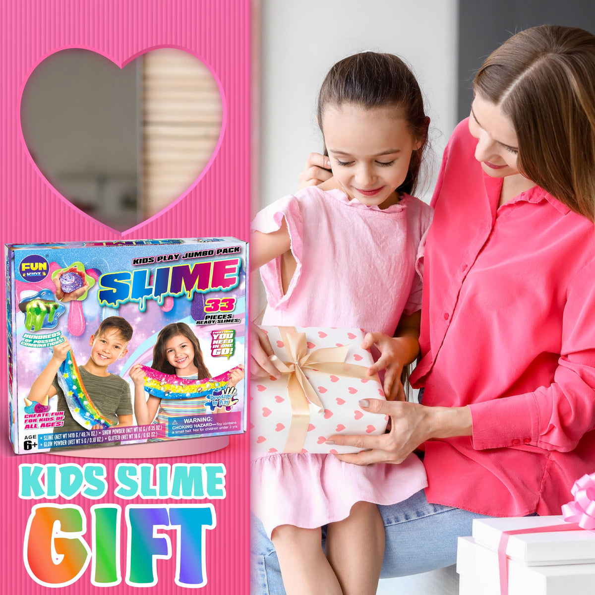 FUN KIDZ assorted add-ins display for slime creation.