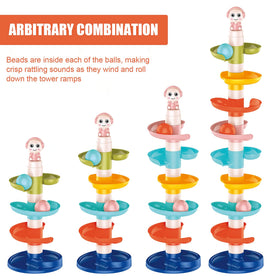 Fun Little Toys nine ramps arrangement highlighting the complete tower for multisensory exploration.