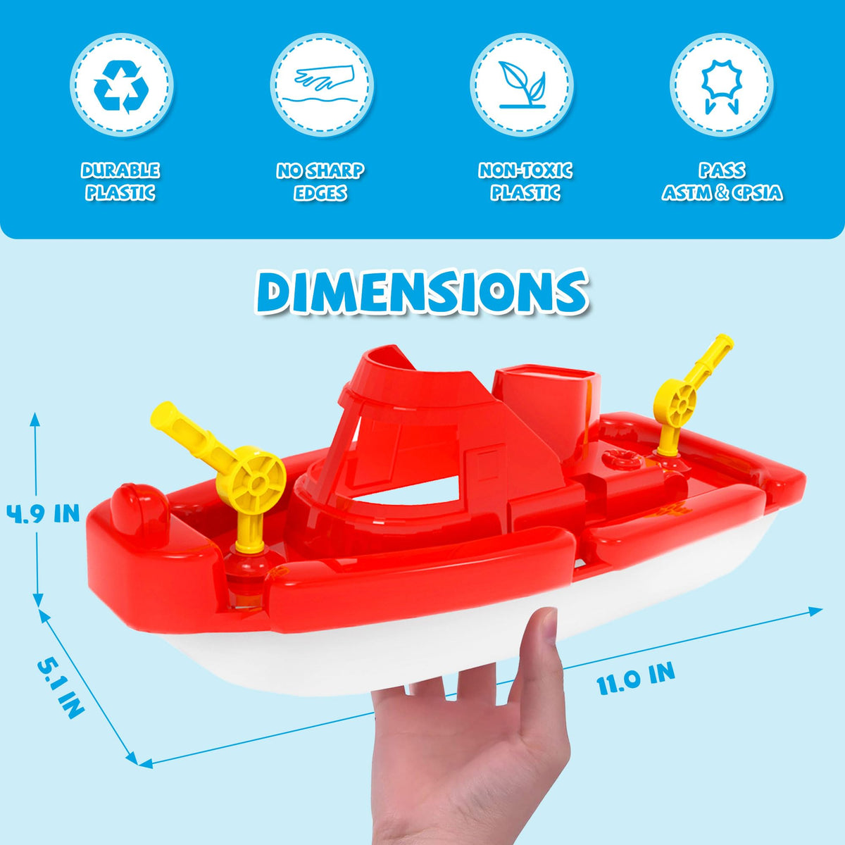 FUN LITTLE TOYS safe BPA-free boats ensure worry-free water play.