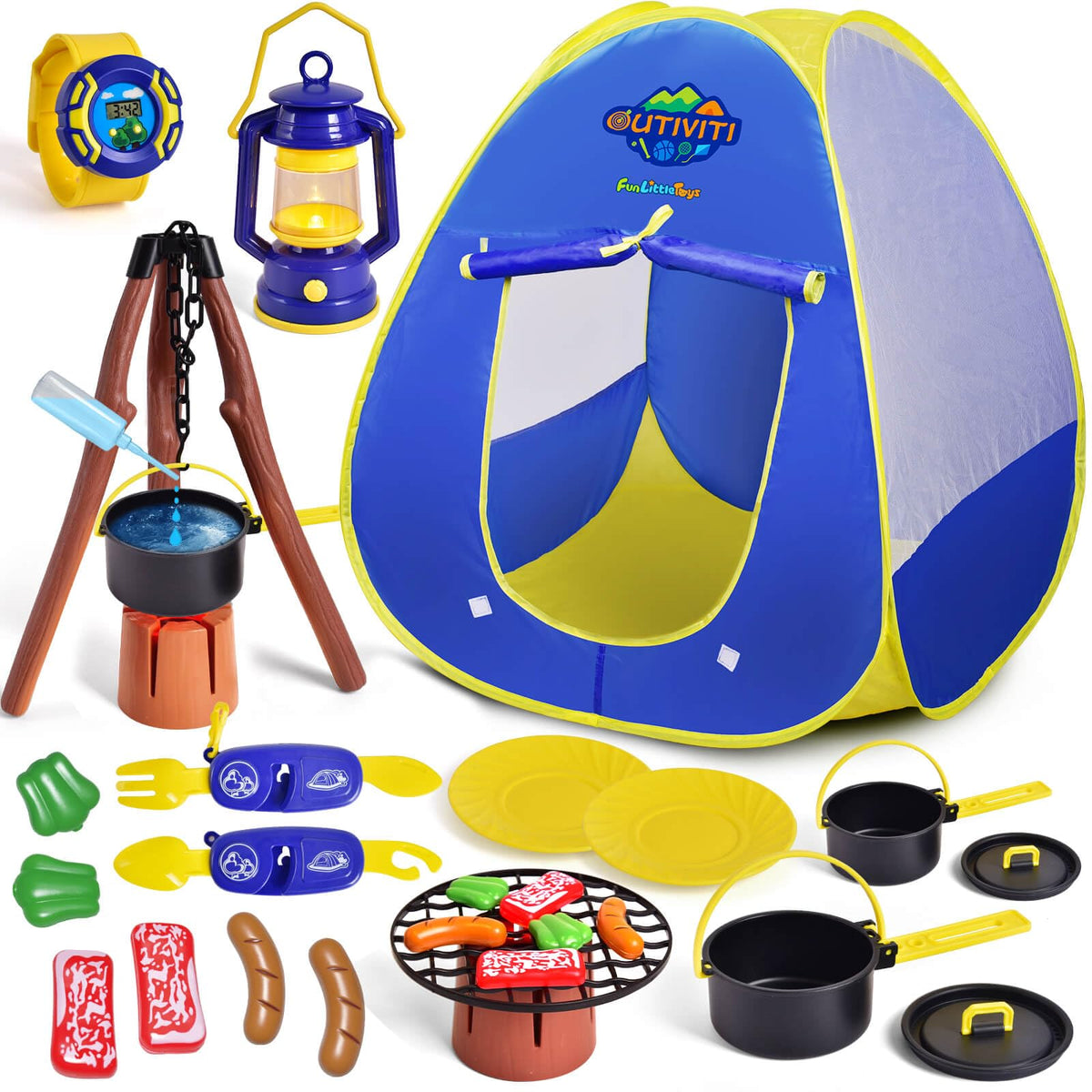 Fun Little Toys camping tent ready for indoor or outdoor adventures.