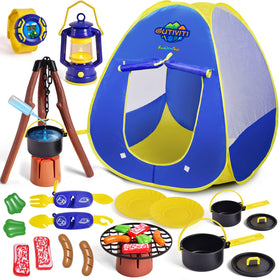 Fun Little Toys camping tent ready for indoor or outdoor adventures.