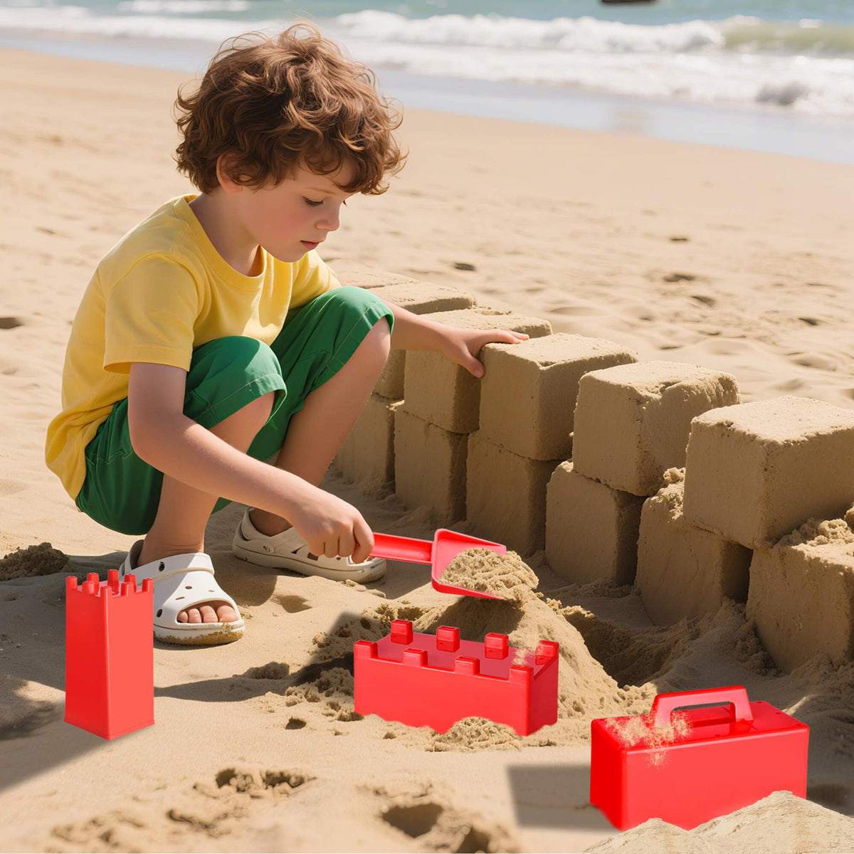 FUN LITTLE TOYS Castle wall mold for tall, detailed sand structures