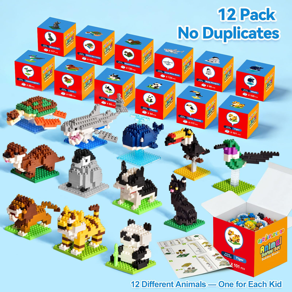 Close-up of easy-to-follow instructions for independent building with FUN LITTLE TOYS.