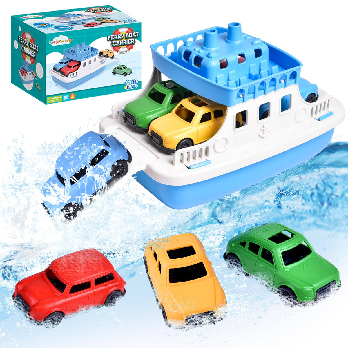 FUN LITTLE TOYS floating ferry bath boat for immersive bath play and imaginative adventures
