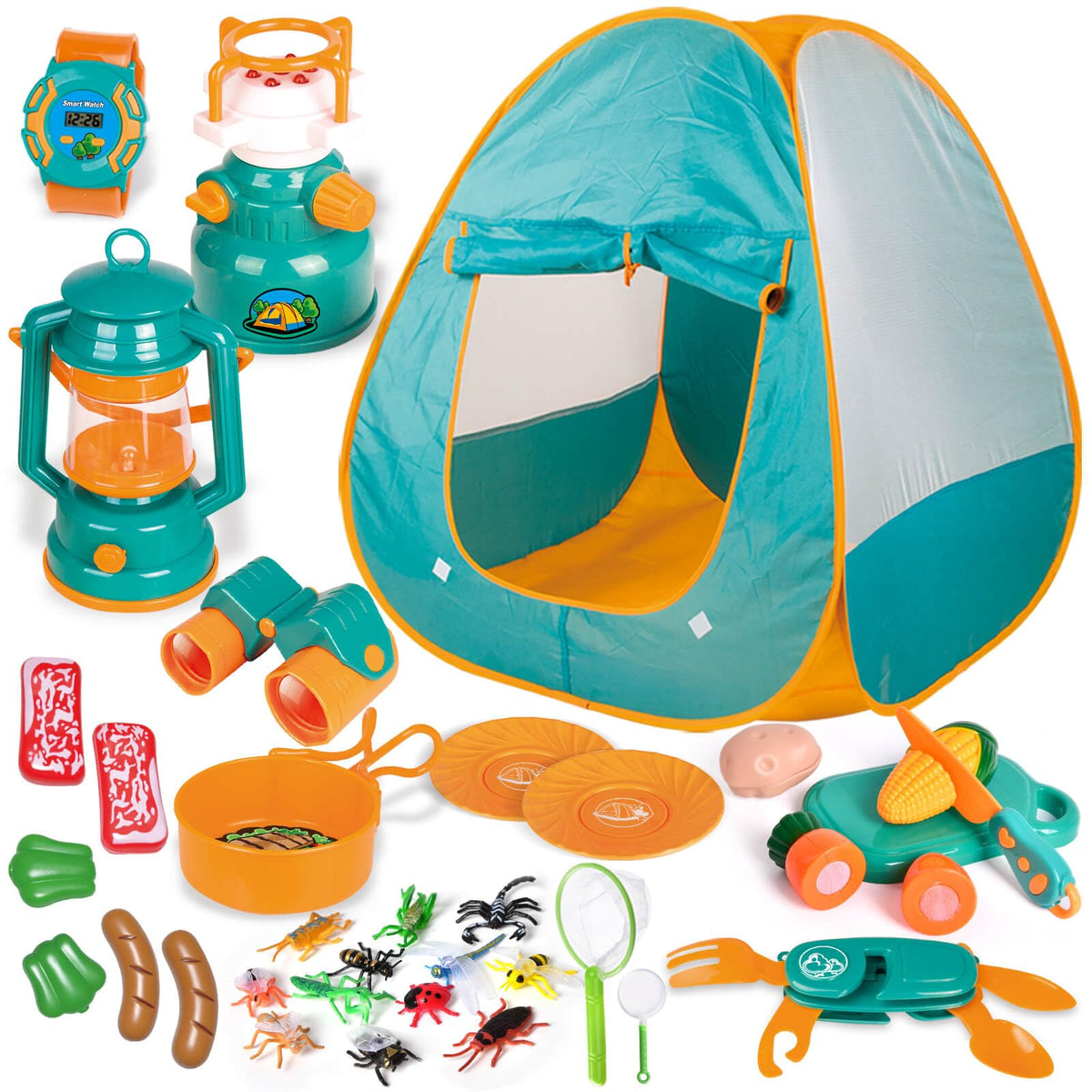 FUN LITTLE TOYS camping tent set for kids, indoor and outdoor imaginative play