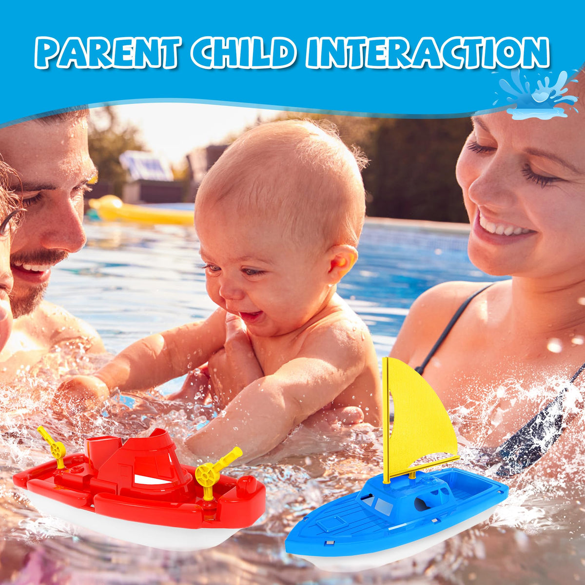 FUN LITTLE TOYS three-vessel bath toy set for immersive tub adventures.
