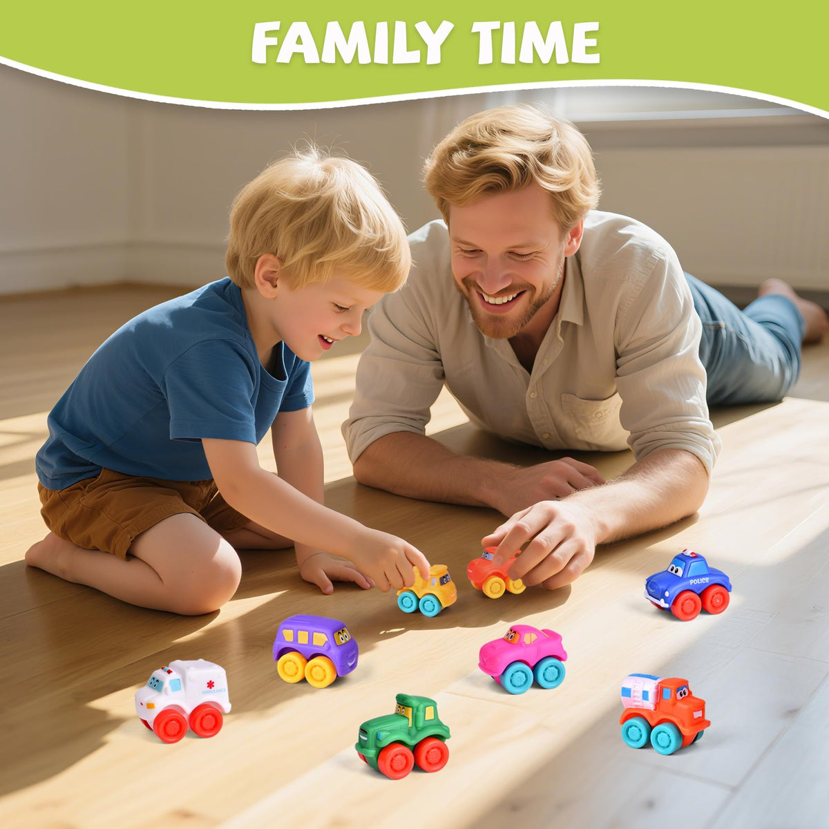 Fun Little Toys toy cars inside eggs inspire imaginative play for toddlers.