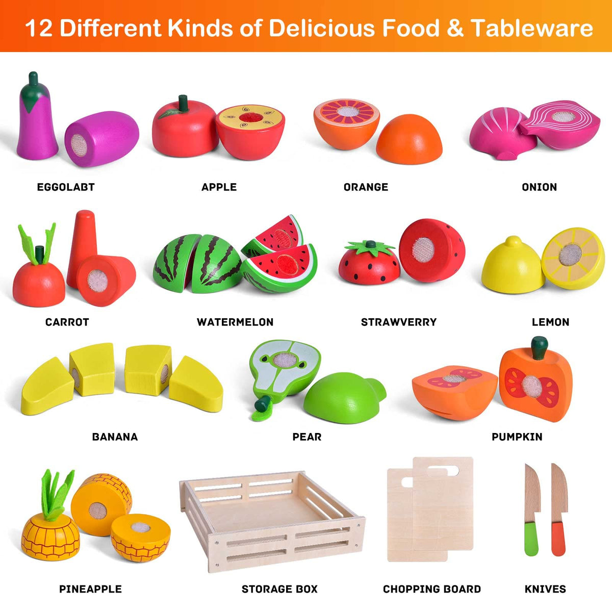 FUN LITTLE TOYS carrot watermelon onion pieces for motor-skill play