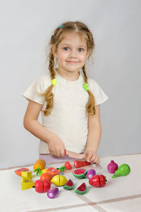 FUN LITTLE TOYS assorted wooden fruits and vegetables for imaginative play