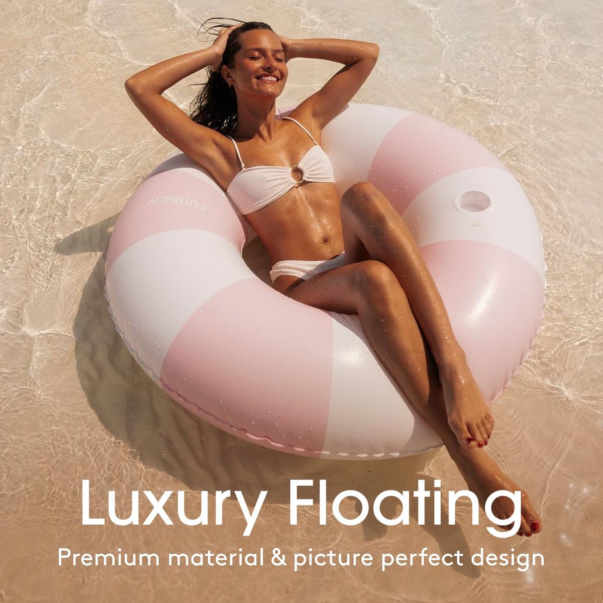 FUNBOY 48-inch adult pool float offers roomy comfort.