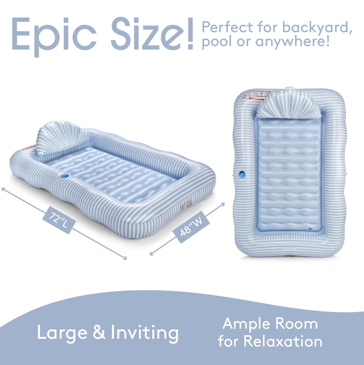 FUNBOY 72 by 48 oversized lounger floating in pool