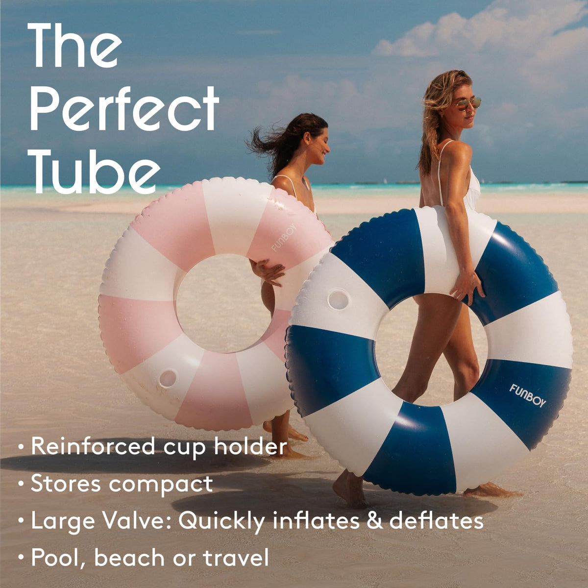 FUNBOY adult pool lounger navy striped inflatable for sunny days