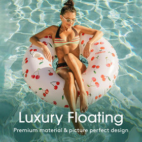 FUNBOY Cherry print inflatable for adults provides stable 48-inch lounging