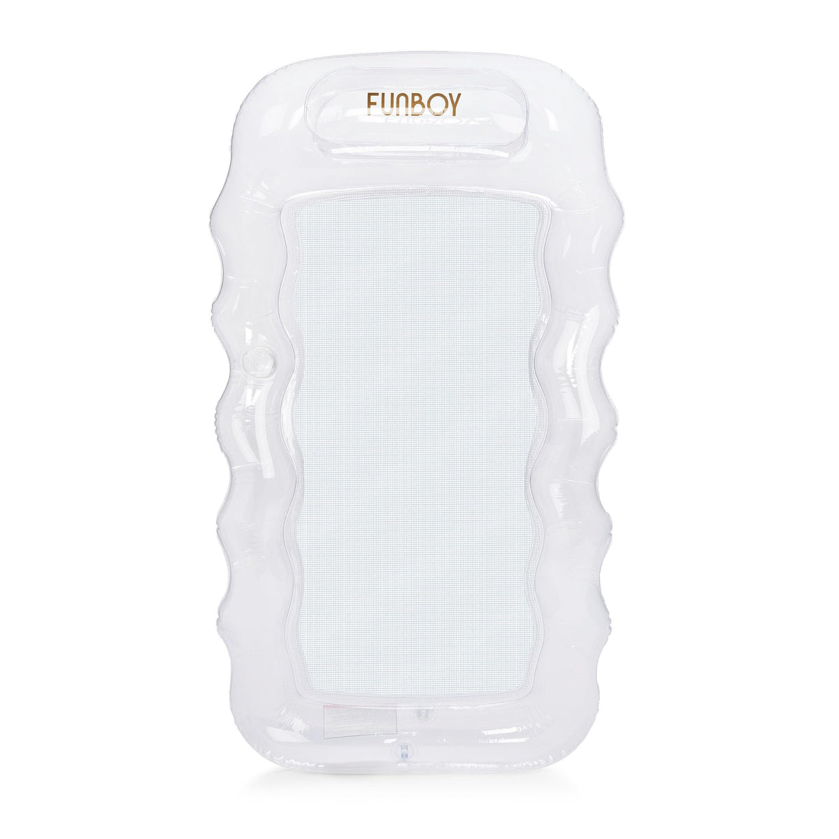 FUNBOY clear mesh pool lounger with built-in pillow for cool, comfortable pool lounging
