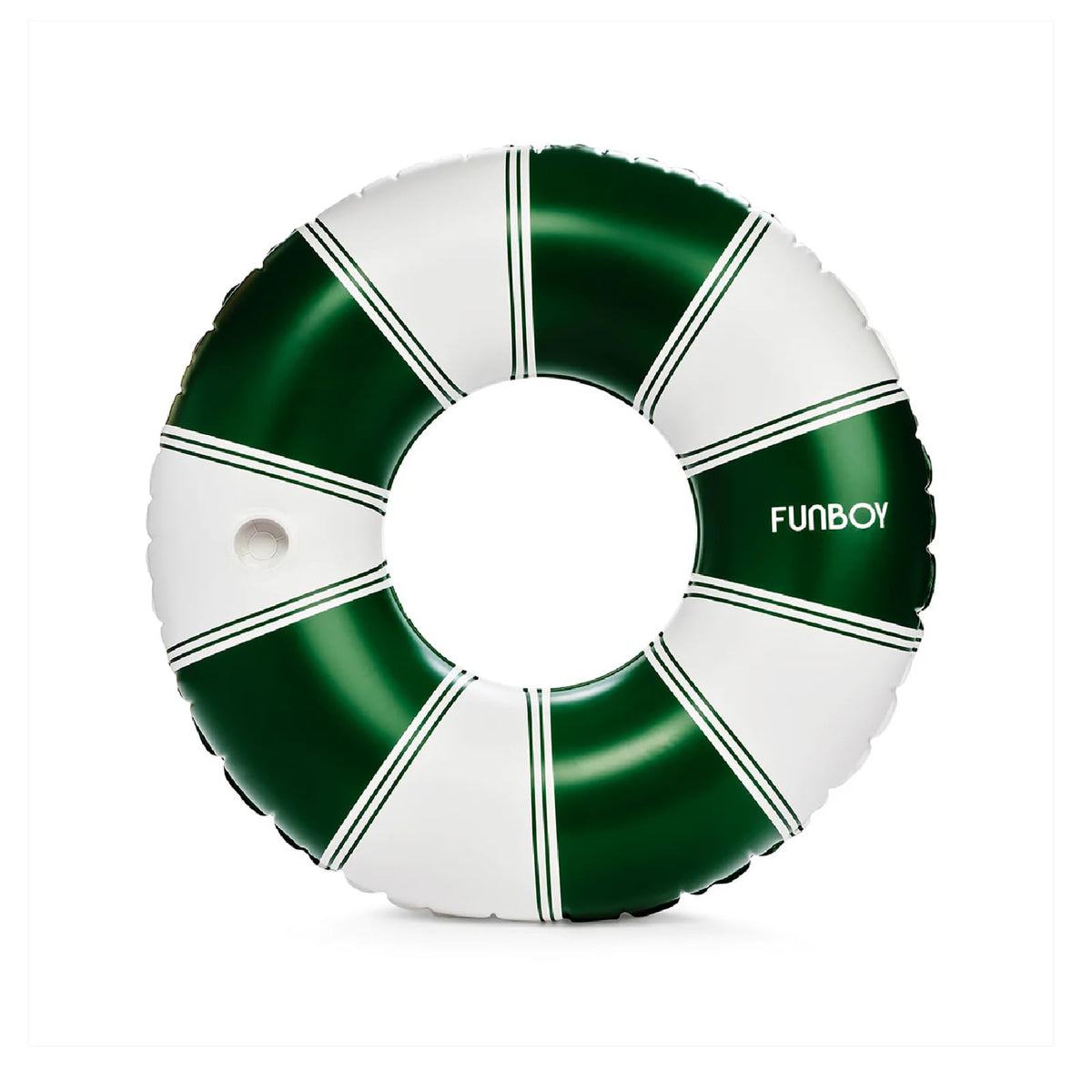 FUNBOY giant 48in vintage green stripe pool float for lounging.
