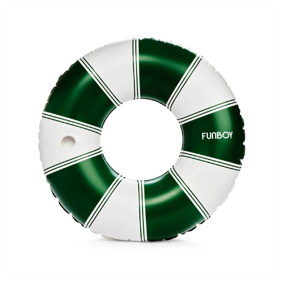 FUNBOY giant 48in vintage green stripe pool float for lounging.