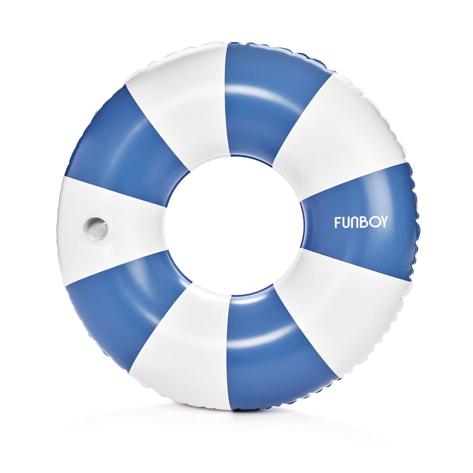 FunBoy giant blue stripe pool float ready for sun-soaked lounging
