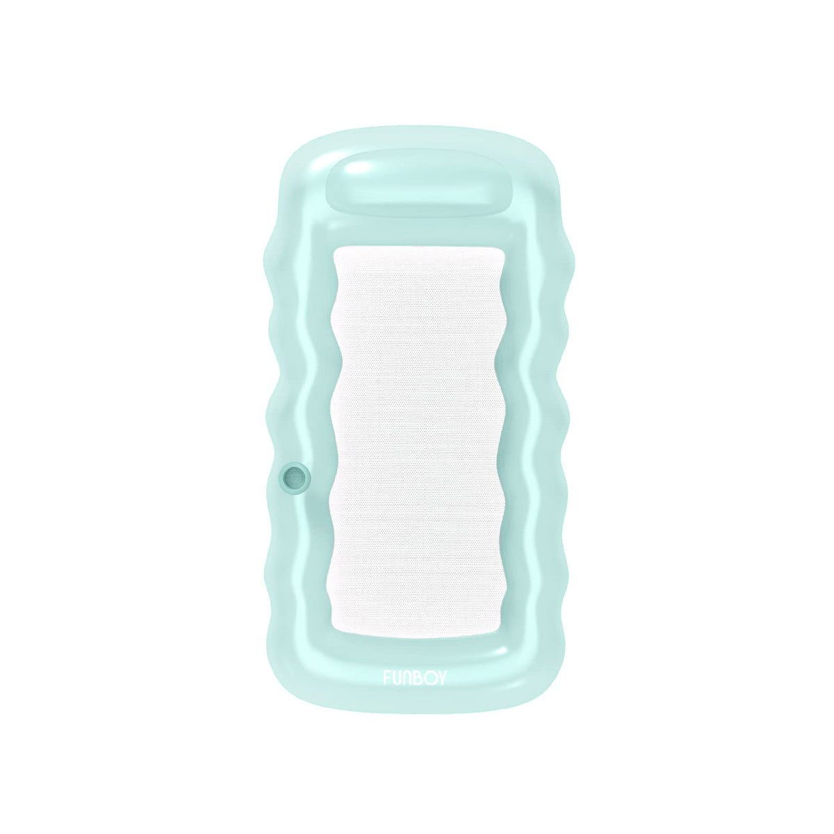 FUNBOY giant inflatable luxury clear mint blue mesh lounger for cooling, relaxing pool lounging