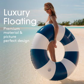 FUNBOY giant navy stripe 48-inch tube pool float for relaxed lounging