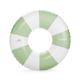FUNBOY giant vintage green stripe tube ring for pool lounging and comfort