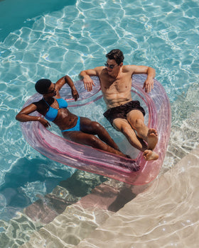 FUNBOY Integrated air valve detail enables quick inflation for on-demand pool fun.